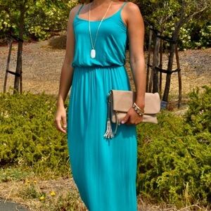 LOFT Turquoise Sleeveless Maxi Dress